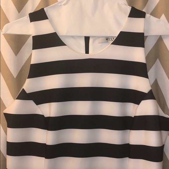 Milly scuba neoprene lemons striped bodycon dress - Picture 2 of 4